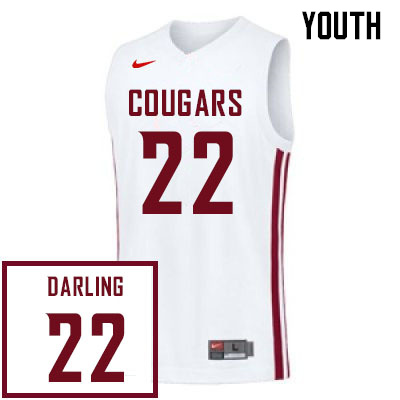 Youth #22 Dylan Darling Washington State Cougars College Basketball Jerseys Sale-White